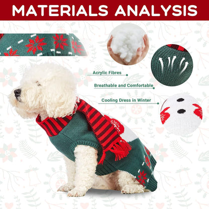 Dog Christmas Sweater Knitted Snowman Soft Comfortable Pet Clothes Winter New Year Jumpsuit Pjs for Small Medium Large Pets Dogs Outfits Large Snowman