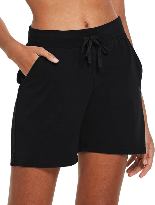 Womens Lounge Shorts Cotton Sweat Athletic Shorts with Pockets High Waist Summer Casual